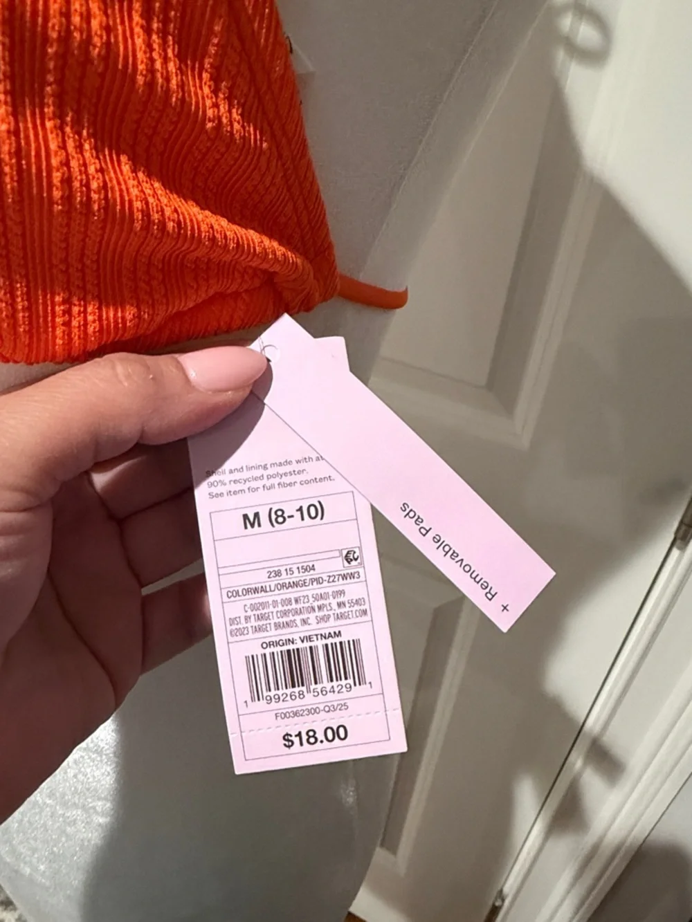 Orange Triangle Bikini Top - Women's Swim Bralette size Medium NWT - Picture 2 of 5